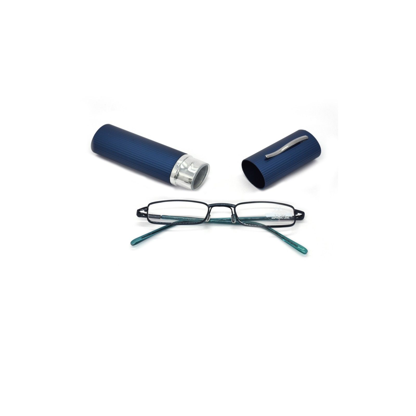 Čítacie modré okuliare +1.00 až +3.50 dioptrie vreckové transportné s kovovým puzdrom - 1
