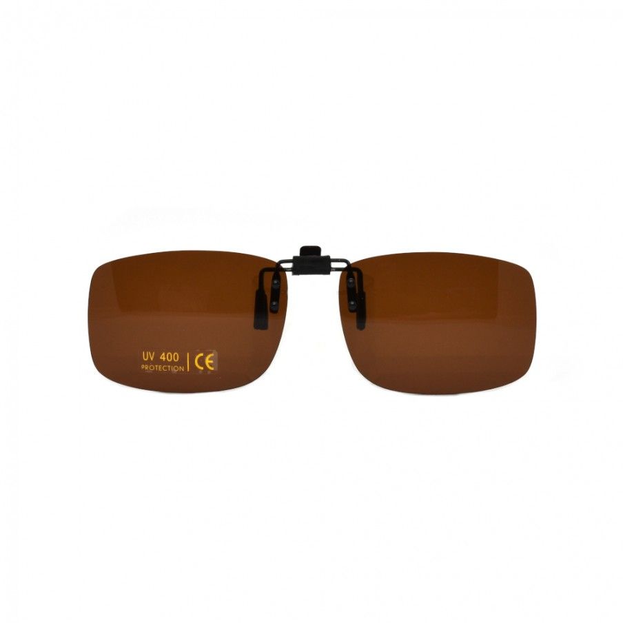 Hnedý vyklápací slnečný klip na dioptrické okuliare CL9B/56